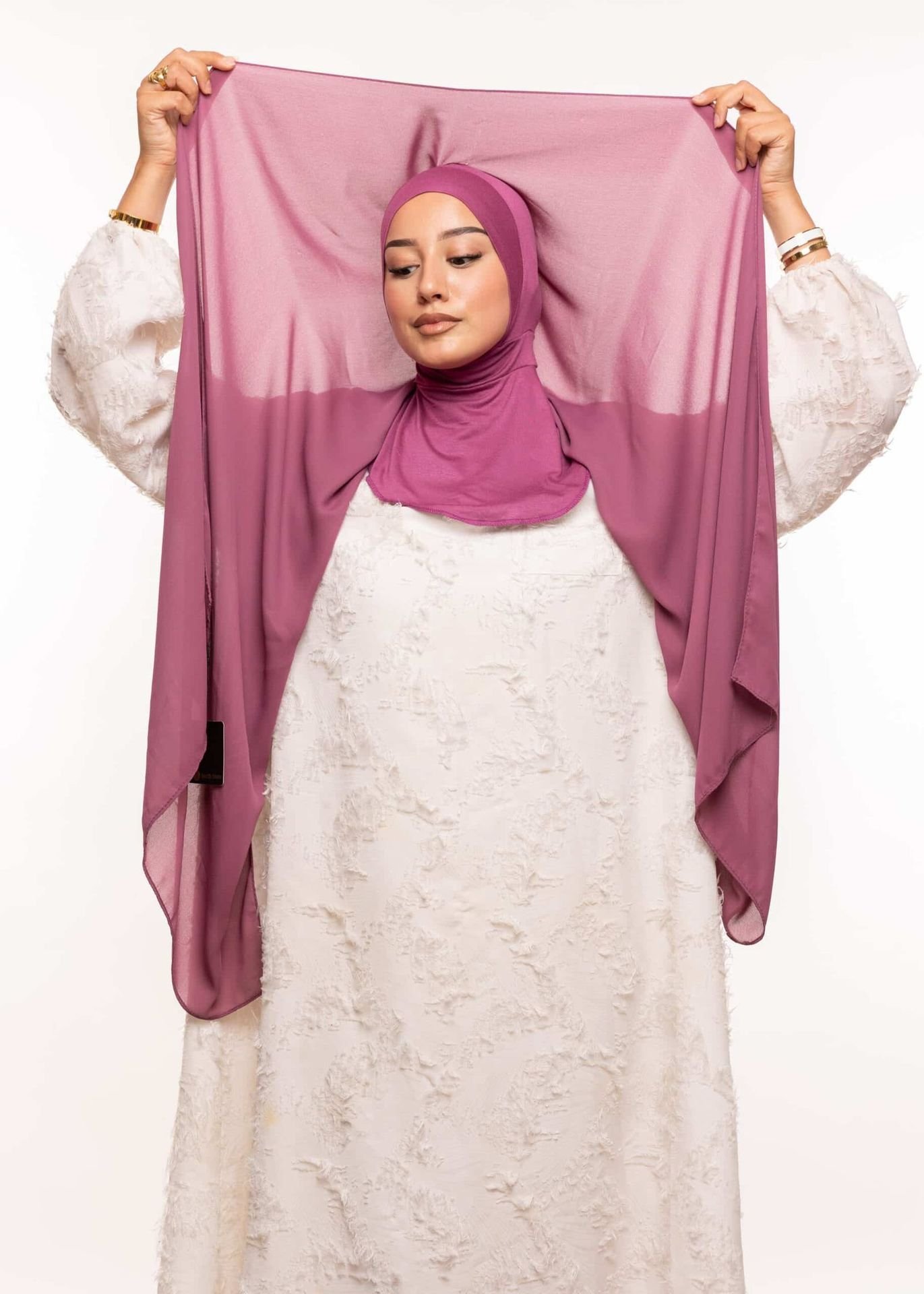 شال كريب حريري بالبوني " النينجا " - بنفسجي