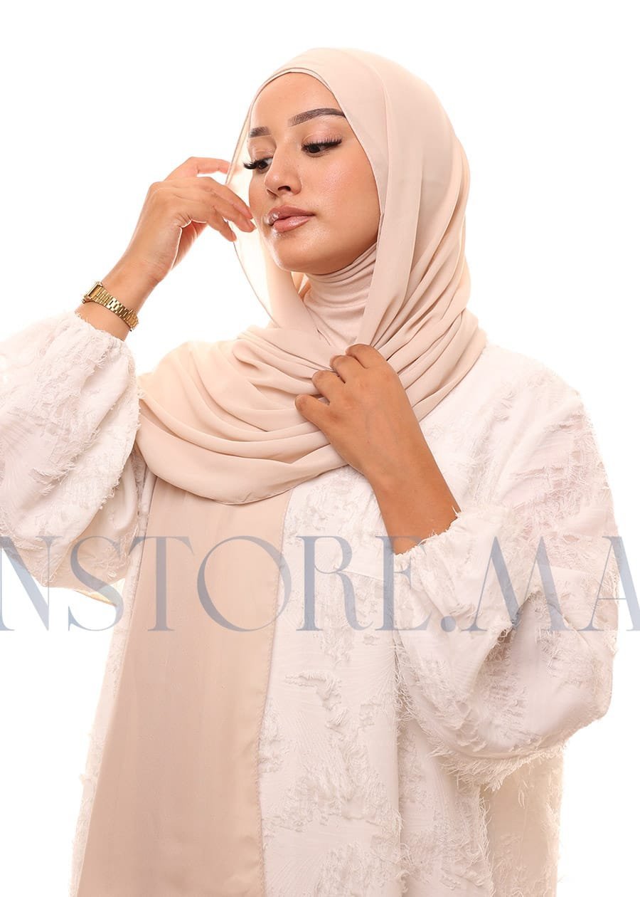 شال كريب حريري بالبوني "النينجا" - بيج فاتح -