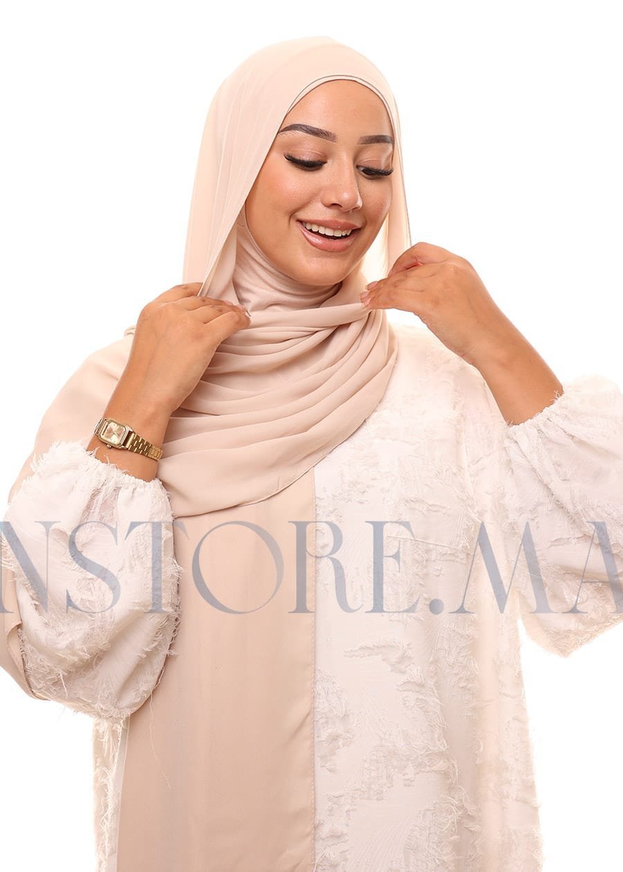 شال كريب حريري بالبوني "النينجا" - بيج فاتح -