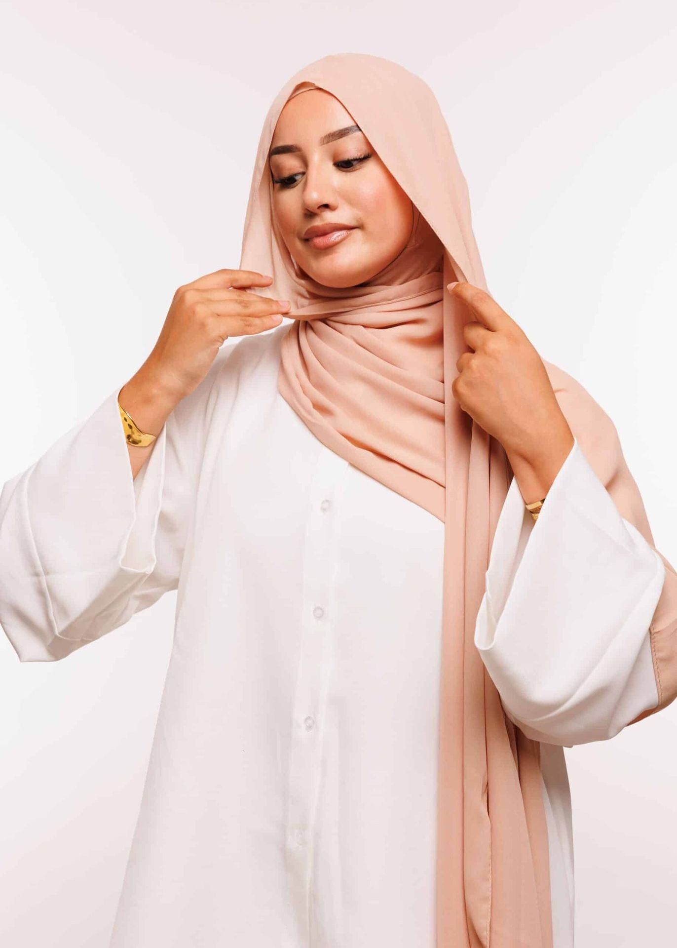 شال كريب حريري بالبوني "النينجا" - نحاسي